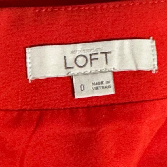 Ann Taylor LOFT Solid Red Mini Above Knee Skirt A-Line High Waist Back Zip Sz 0 - Picture 3 of 6